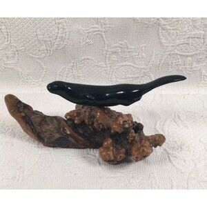 John Perry Studio Otter Burl Wood Ebonite Art Sculpture Ocean Sea Life Art